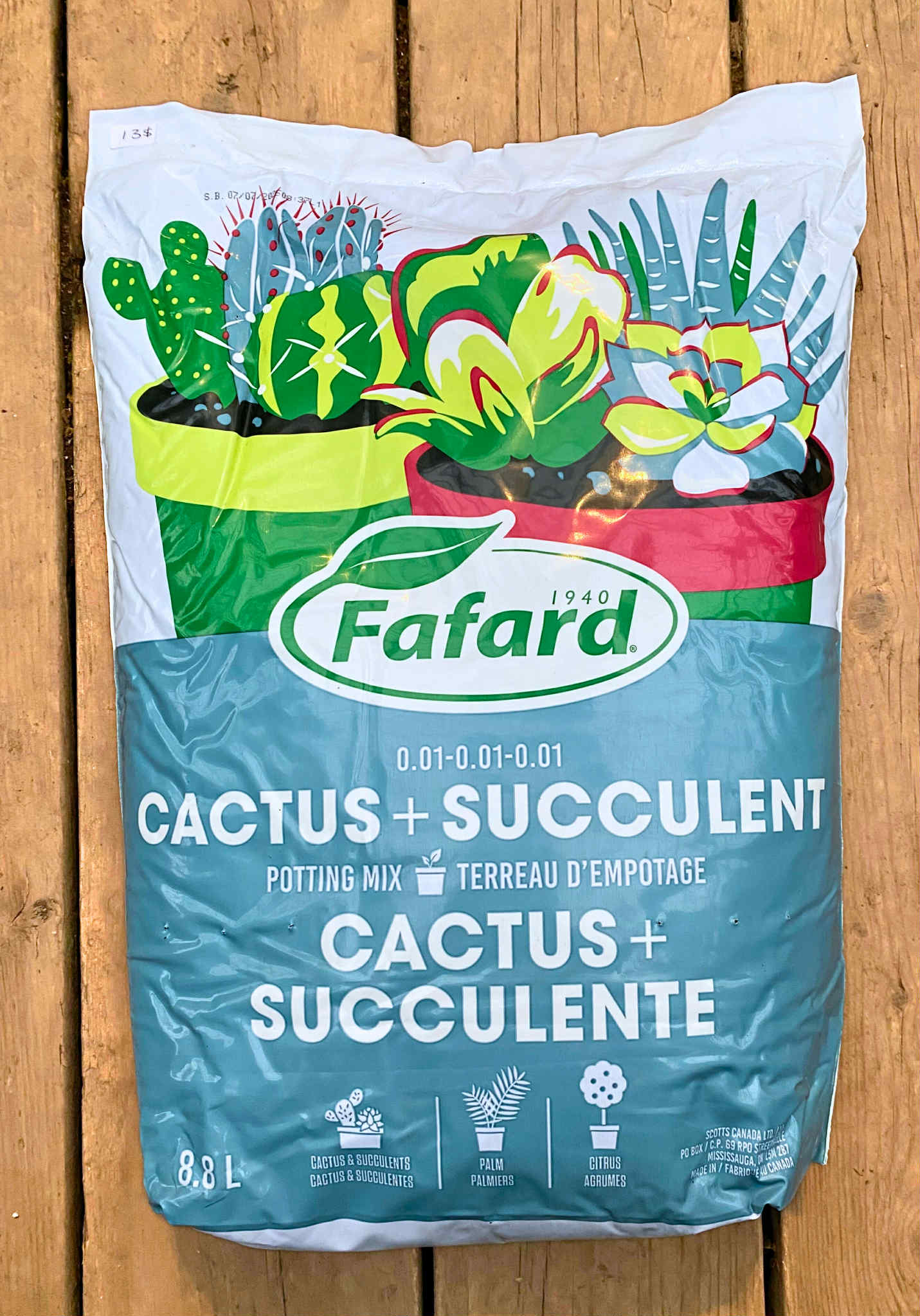 TERREAU POUR CACTUS ET SUCCULENTES 8,8L