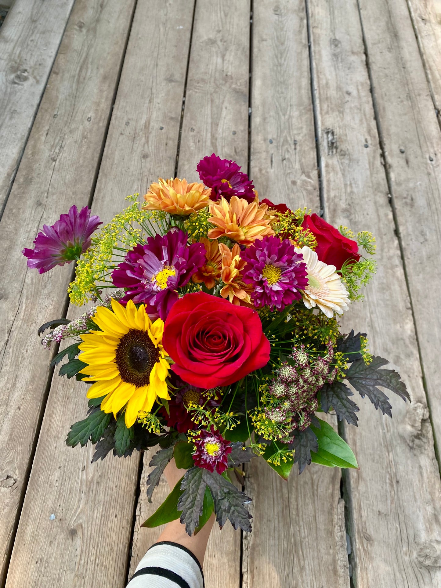 Bouquet Champêtre rose rouge